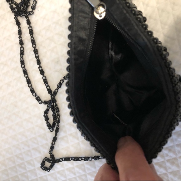 Beautiful Little Black Beaded Bag with black chain cross body strap. Like New. - Picture 3 of 7